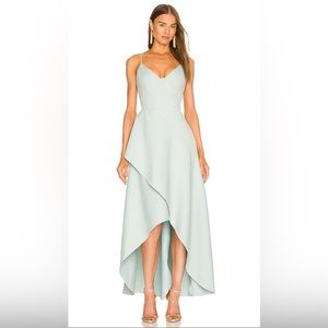 Elliatt Addyson V-Neck Crepe Spaghetti Strap Draped Fit and Flare Midi Dress
